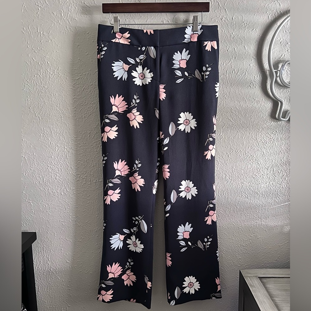 Ann Taylor LOFT Blue Floral Straight Leg Pants Women’s Size 4